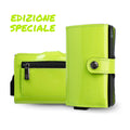 Porta Carte Vera Pelle Specchio Verde Mela con Zip
