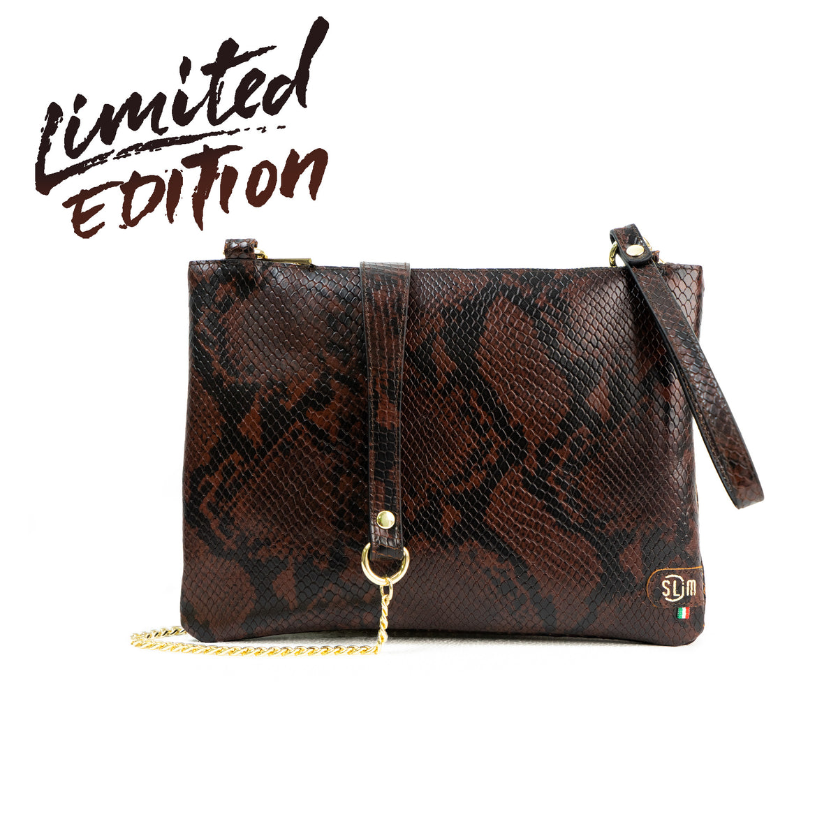 Pochette con Tracolla Vipera Marrone