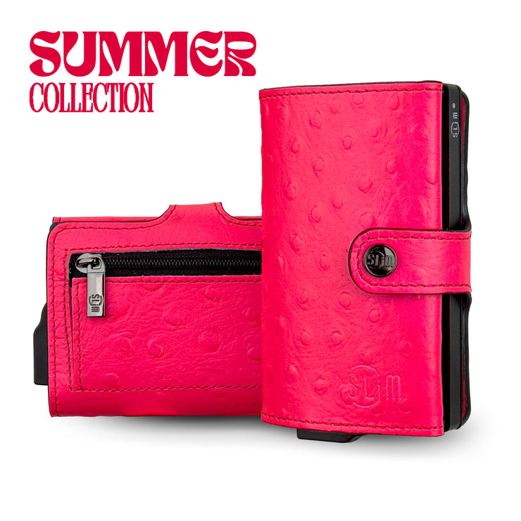 SLim®️ Vera Pelle stampa Struzzo Fucsia Fluo