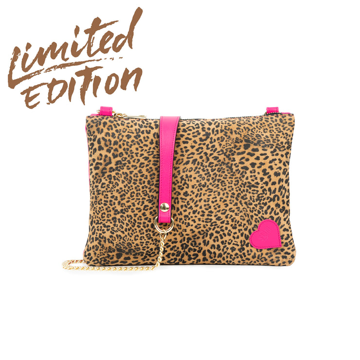 Pochette con Tracolla Animalier Fucsia