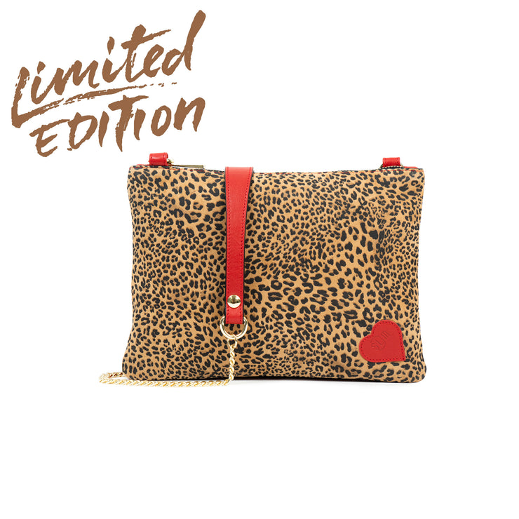 Pochette con Tracolla Animalier Rosso