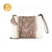 Pochette con Tracolla Vera Pelle Cocco Beige