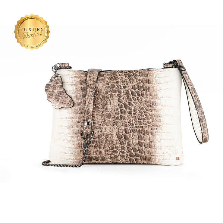 Pochette con Tracolla Vera Pelle Cocco Beige