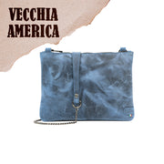 Clutch Bag with Wristband in Genuine Black Saffiano Leather