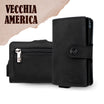 Porta Carte Vera Pelle Crazy Horse Nero con zip