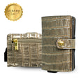 Portacarte Vera Pelle Cocco Metal Oro