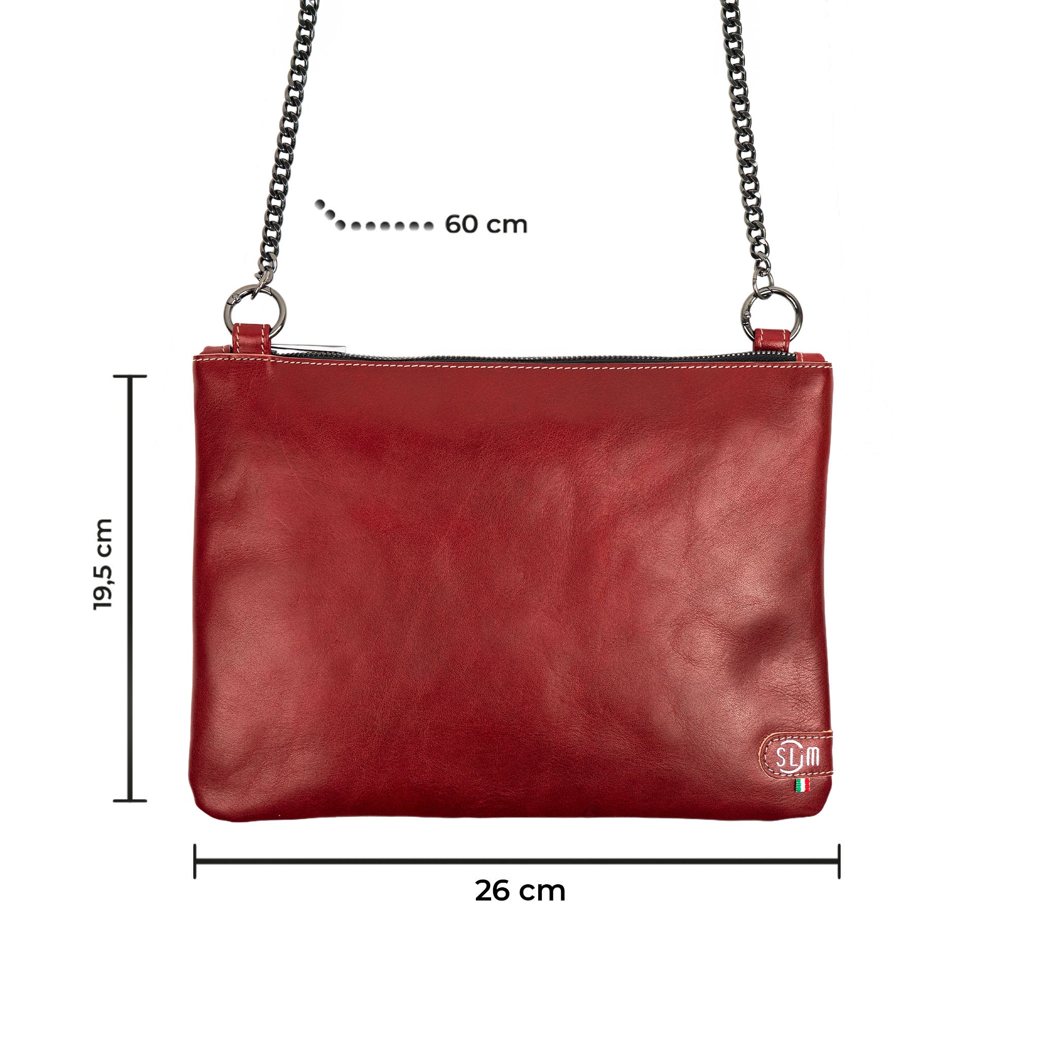 Pochette con Tracolla Vera Pelle Vegetale Rosso