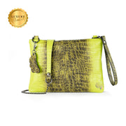 Pochette con Tracolla Vera Pelle Cocco Verde