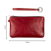 Pochette con Polsiera Vera Pelle Vegetale Rosso