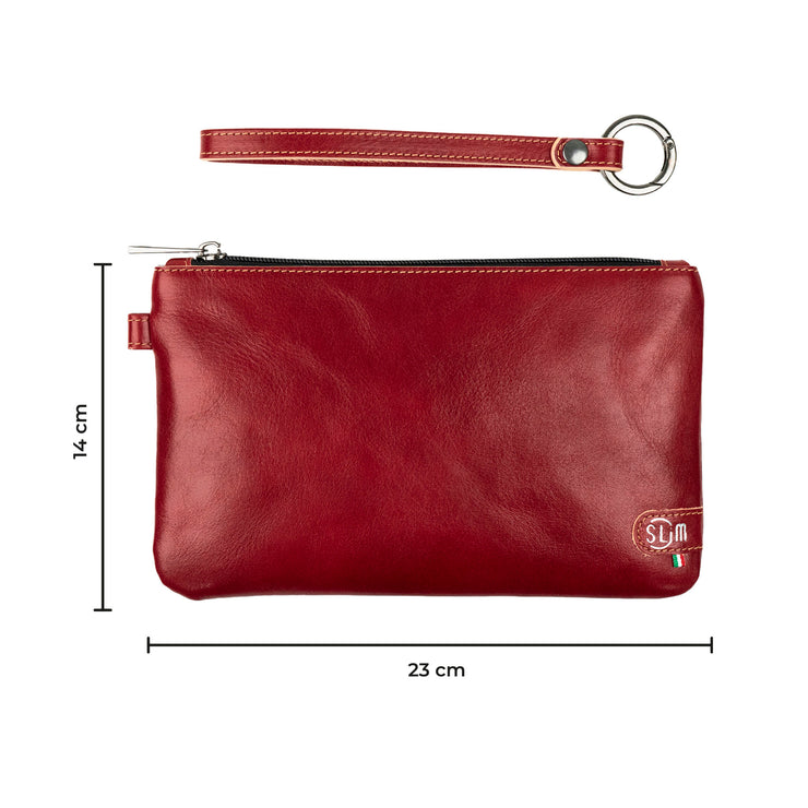 Pochette con Polsiera Vera Pelle Vegetale Rosso