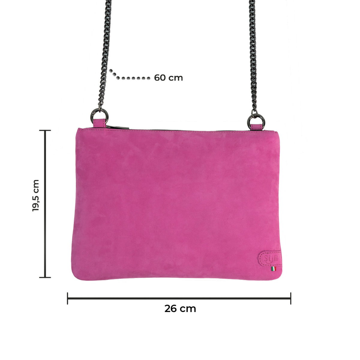 Pochette con Tracolla Vera Pelle Nabuk Fucsia