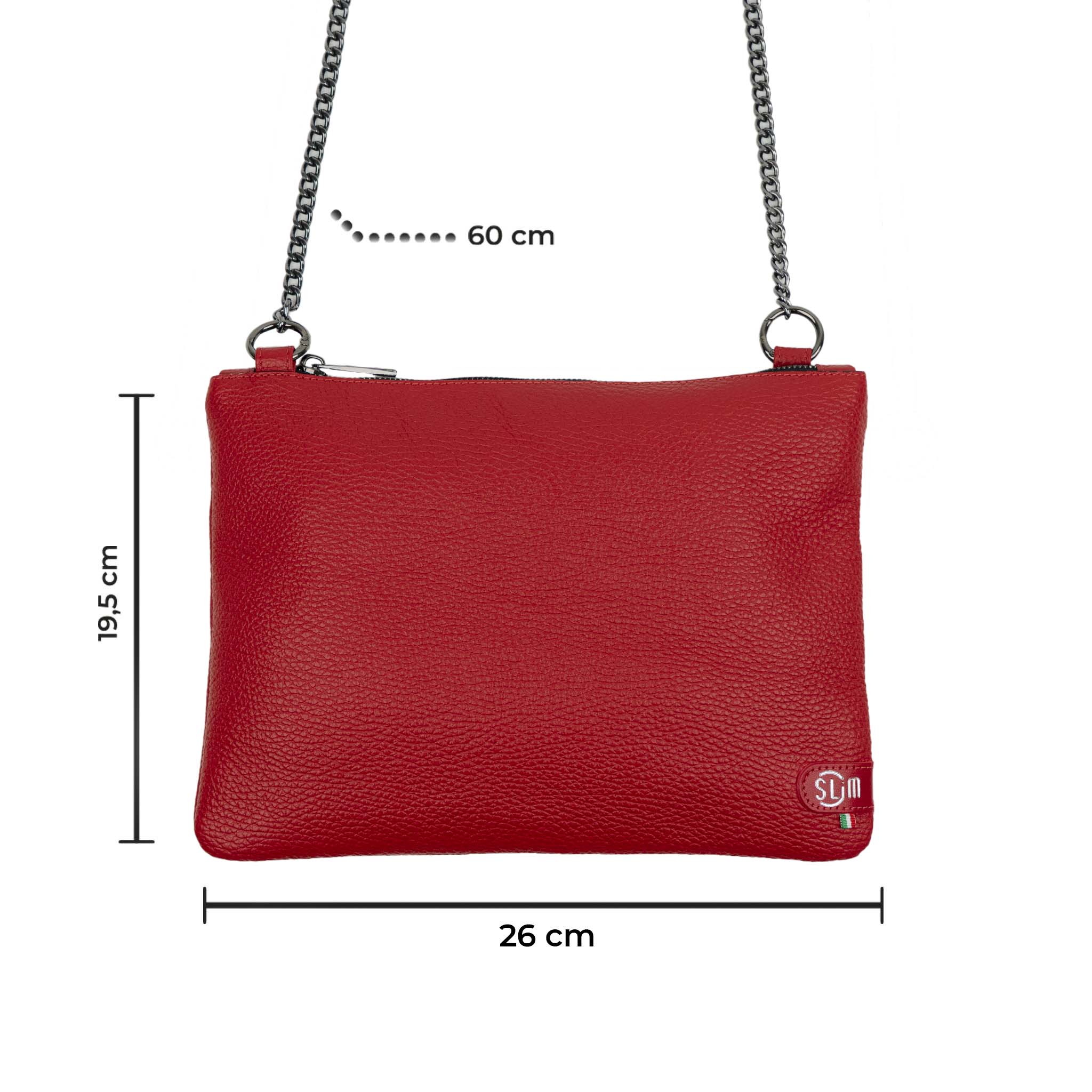 Pochette con Tracolla Vera Pelle Bottalato Rosso