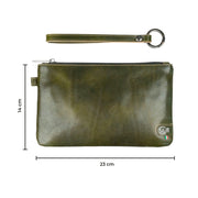 Pochette con Polsiera Vera Pelle Vegetale Verde