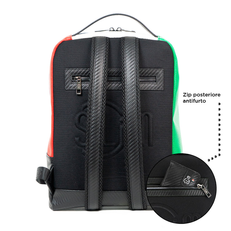 Zaino Medio Vera Pelle Carbon Italia