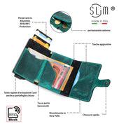 SLim®️ Genuine Crazy Horse Leather Card Holder in Dark Brown with Zip