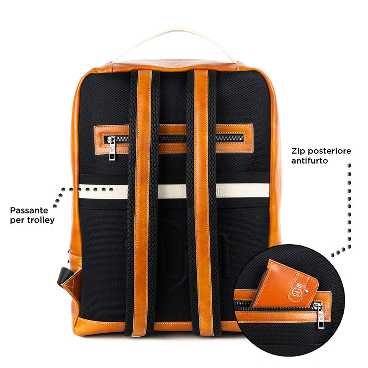 Genuine Leather Backpack Carbon Black