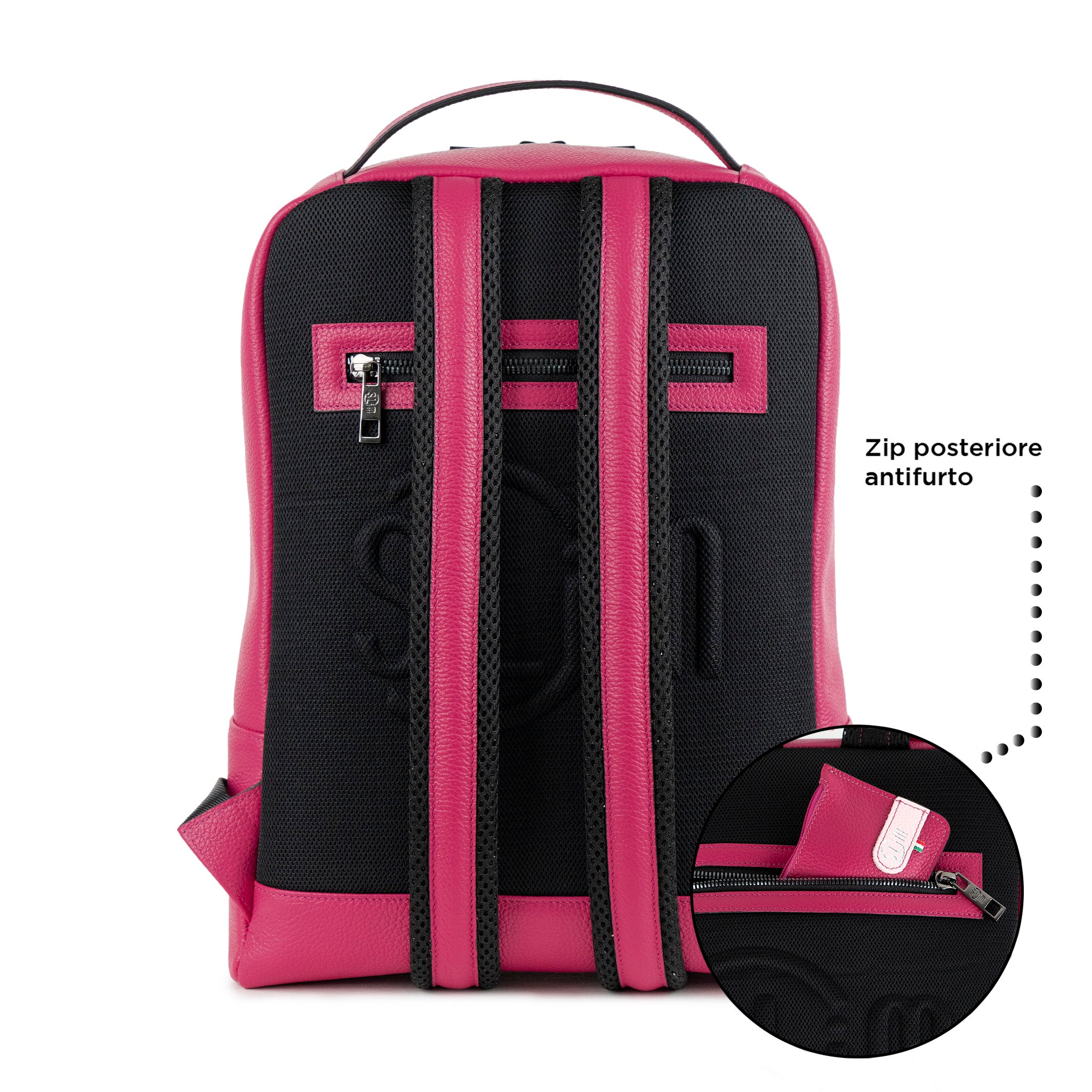 Zaino Medio Vera Pelle Bottalato Fucsia