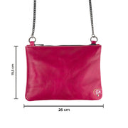 Cognac Genuine Vegetable Tanned Leather Clutch Bag with Shoulder Strap