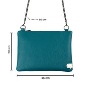 Pochette con Tracolla Vera Pelle Bottalato Petrolio