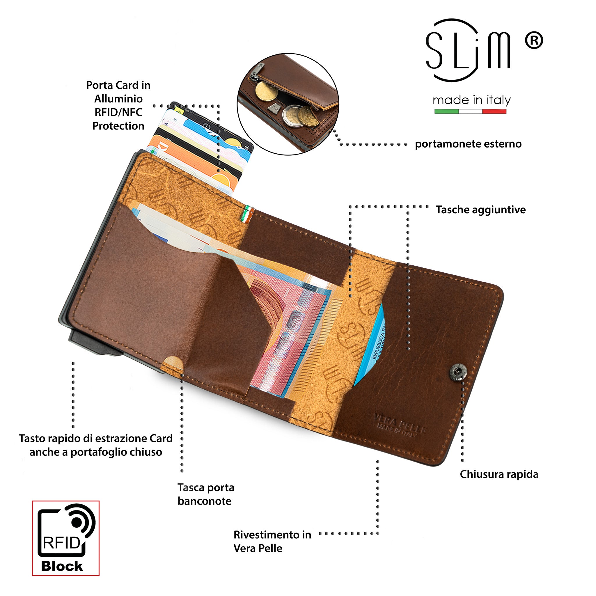 SLim®️ drummed genuine leather Sicily "Isola" theme 