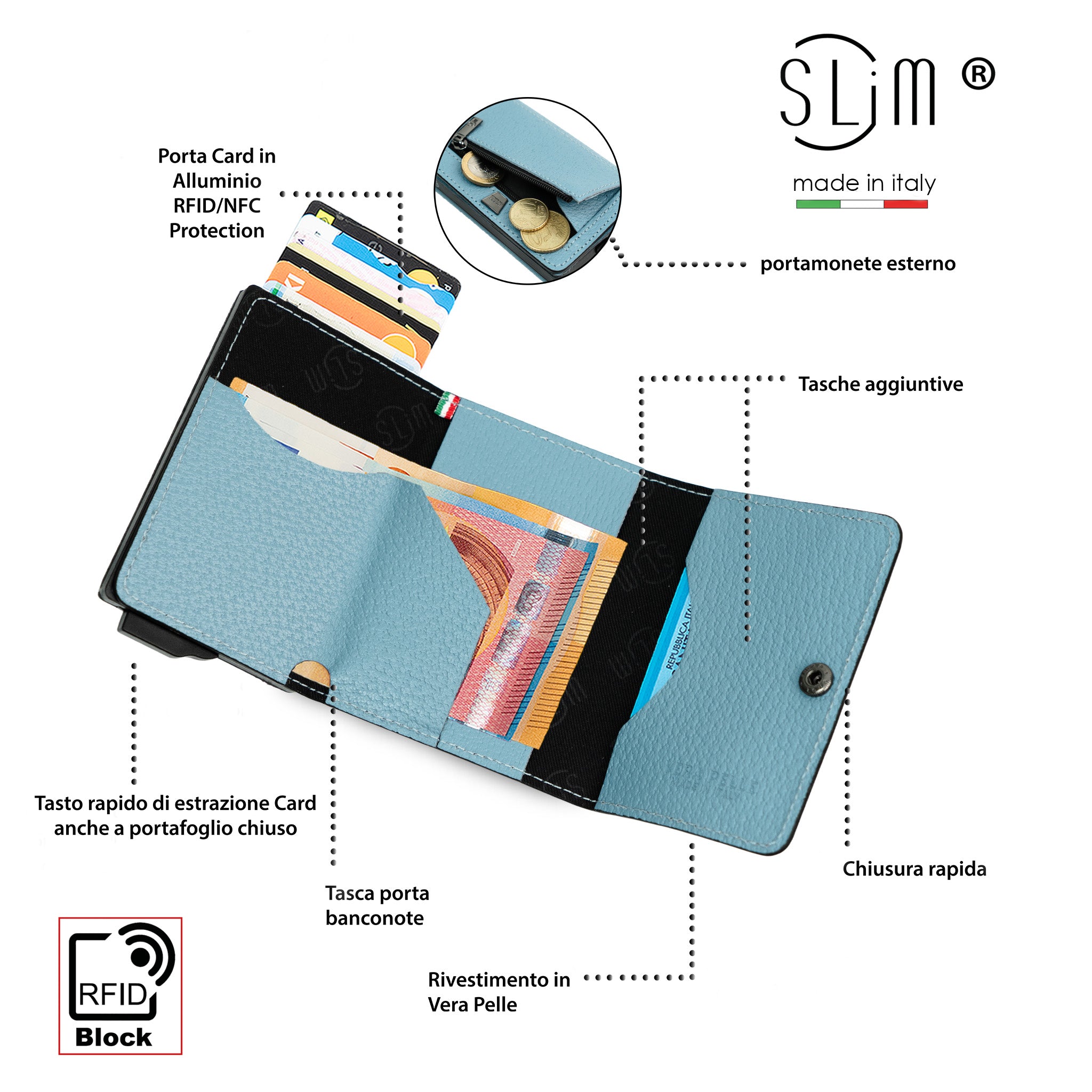 SLim®️ drummed genuine leather Sicily "Isola" theme 