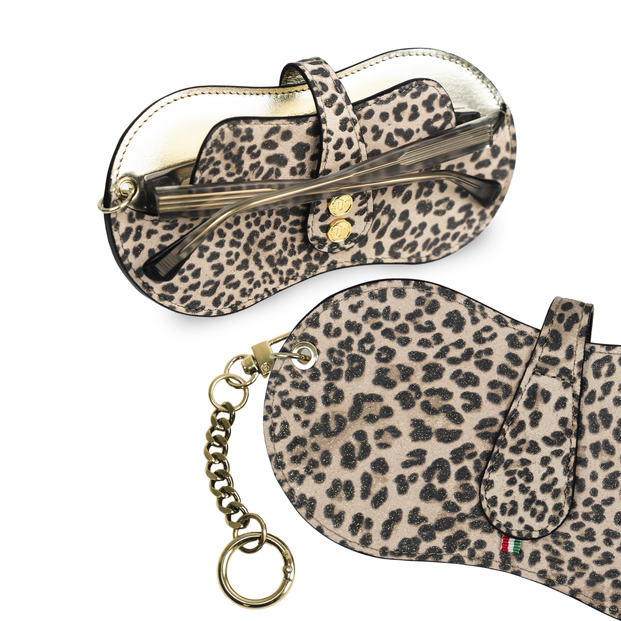 SLim Vision Vera Pelle Animalier Leoparard e Oro