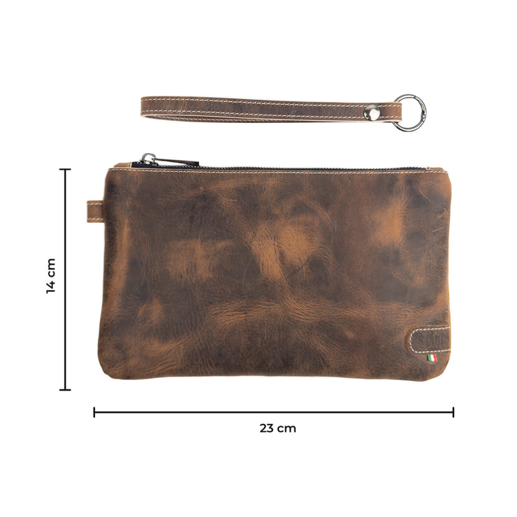 Pochette con Polsiera Vera Pelle Crazy Brown