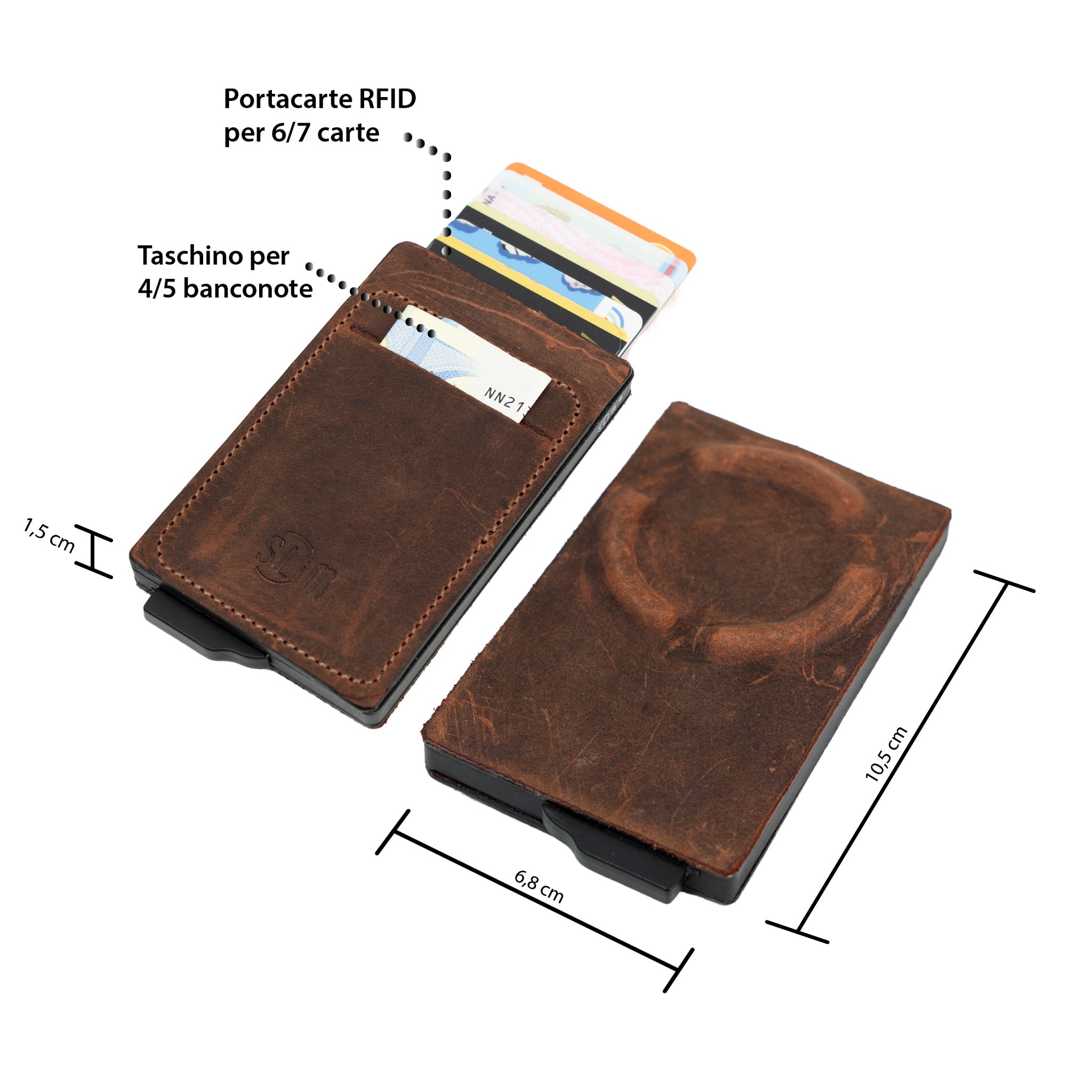 SLim®️ Portacarte Magnetic Crazy Horse Brown