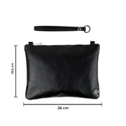 Pochette Modello Grande con Polsiera Vera Pelle Carbon Nero