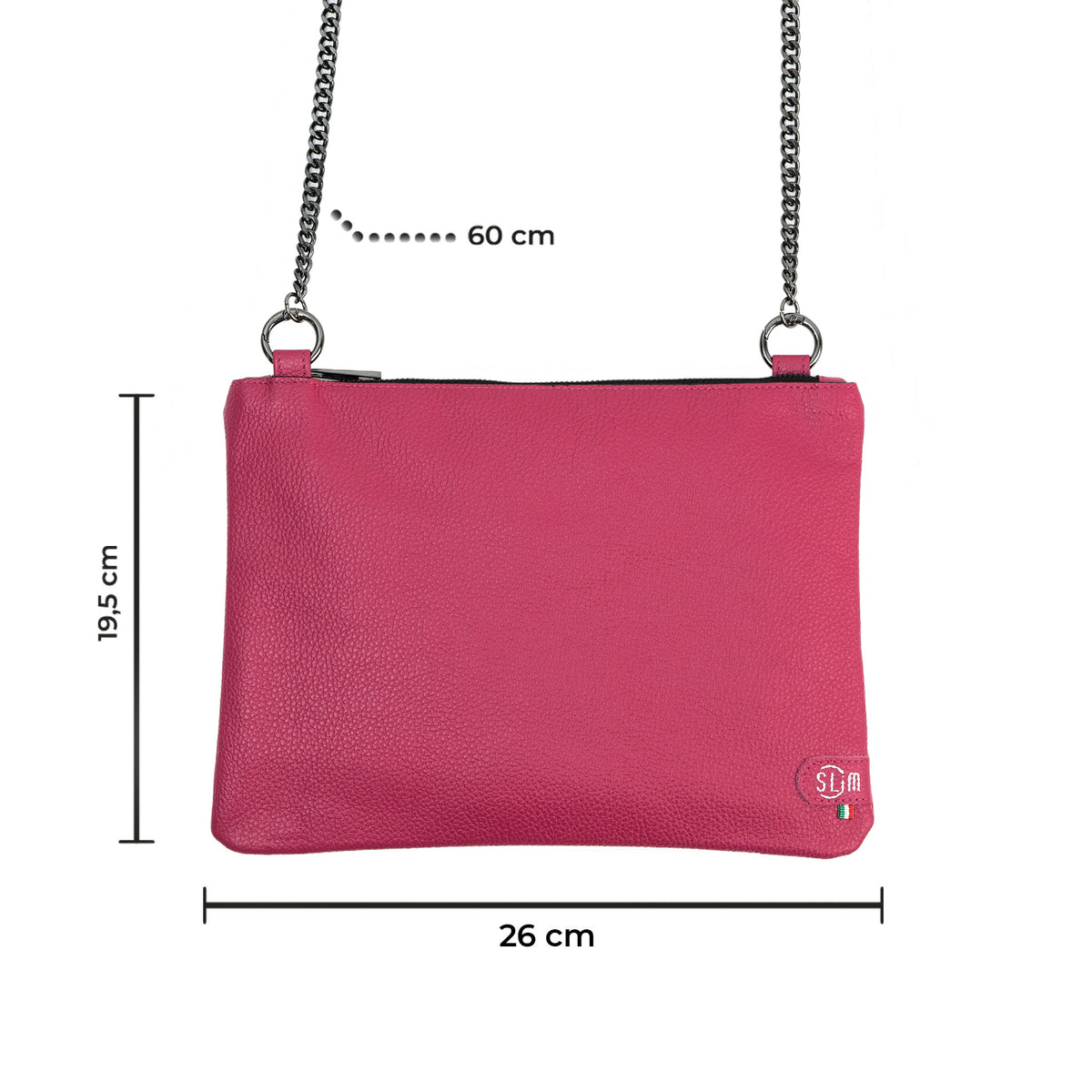 Pochette con Tracolla Vera Pelle Bottalato Fucsia