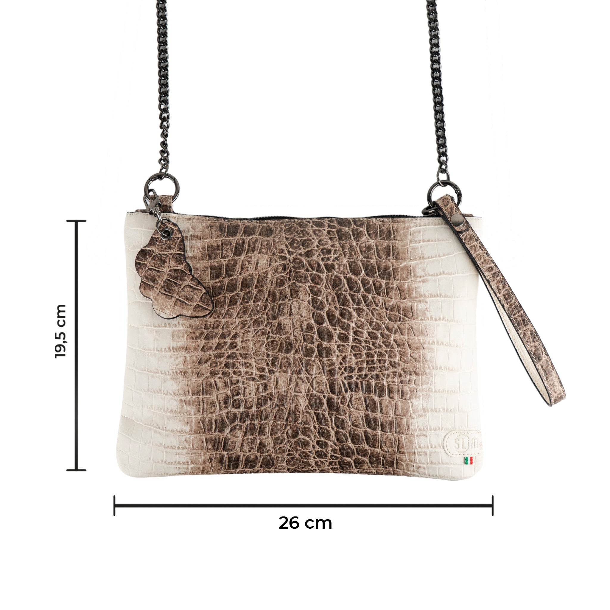Pochette con Tracolla Vera Pelle Cocco Beige