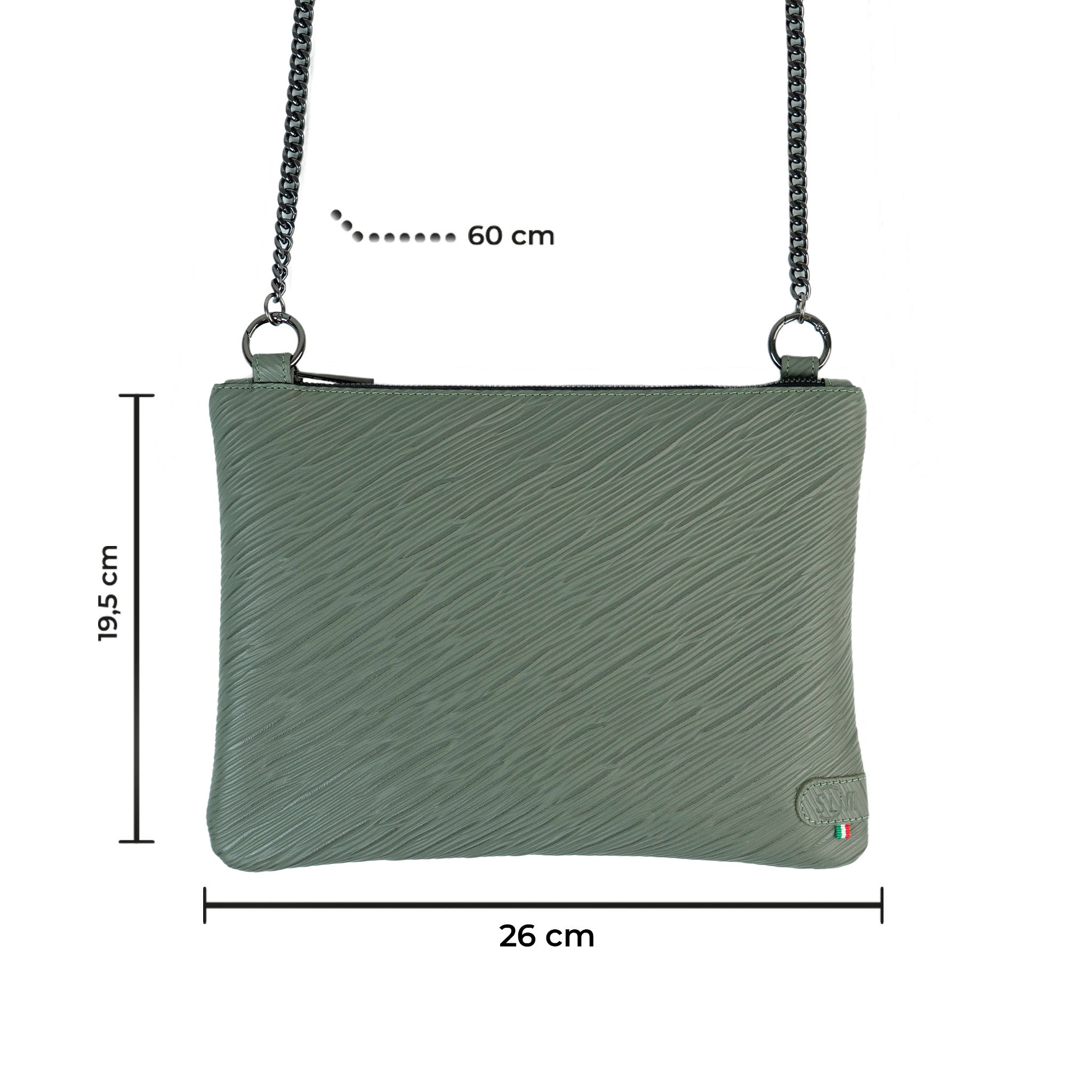 Pochette con Tracolla Vera Pelle Epi Salvia