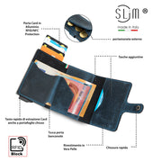 SLim®️ Genuine Crazy Horse Leather Card Holder in Dark Brown with Zip