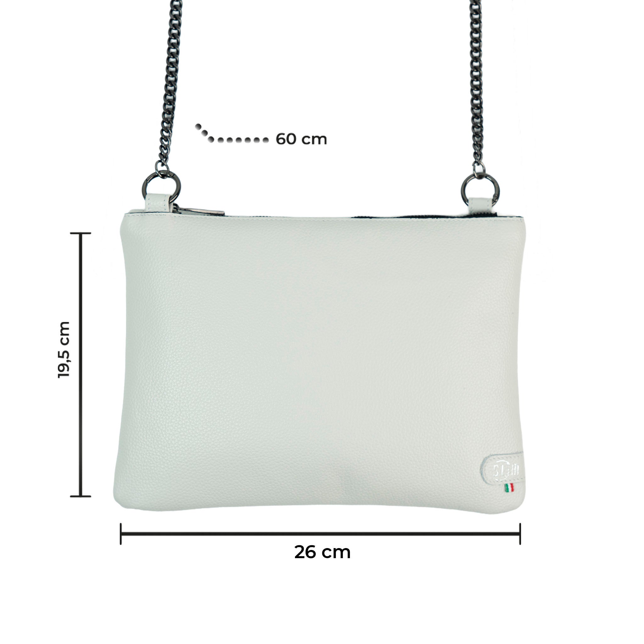 Pochette con Tracolla Vera Pelle Bottalato Ghiaccio