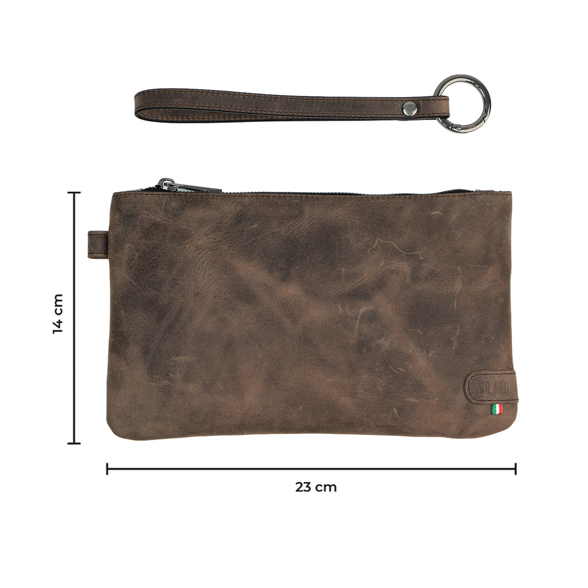 Pochette con Polsiera Vera Pelle Crazy Brown