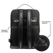 Genuine Leather Backpack Carbon Black