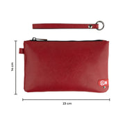 Clutch Bag with Wristband in Genuine Black Saffiano Leather