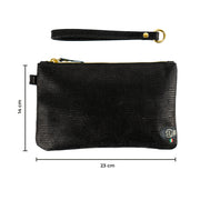 Pochette con Polsiera Vera Pelle Tejus Nero e Oro