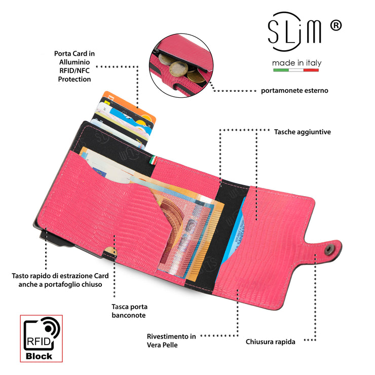 Portacarte Vera Pelle Tejus S Bubblegum