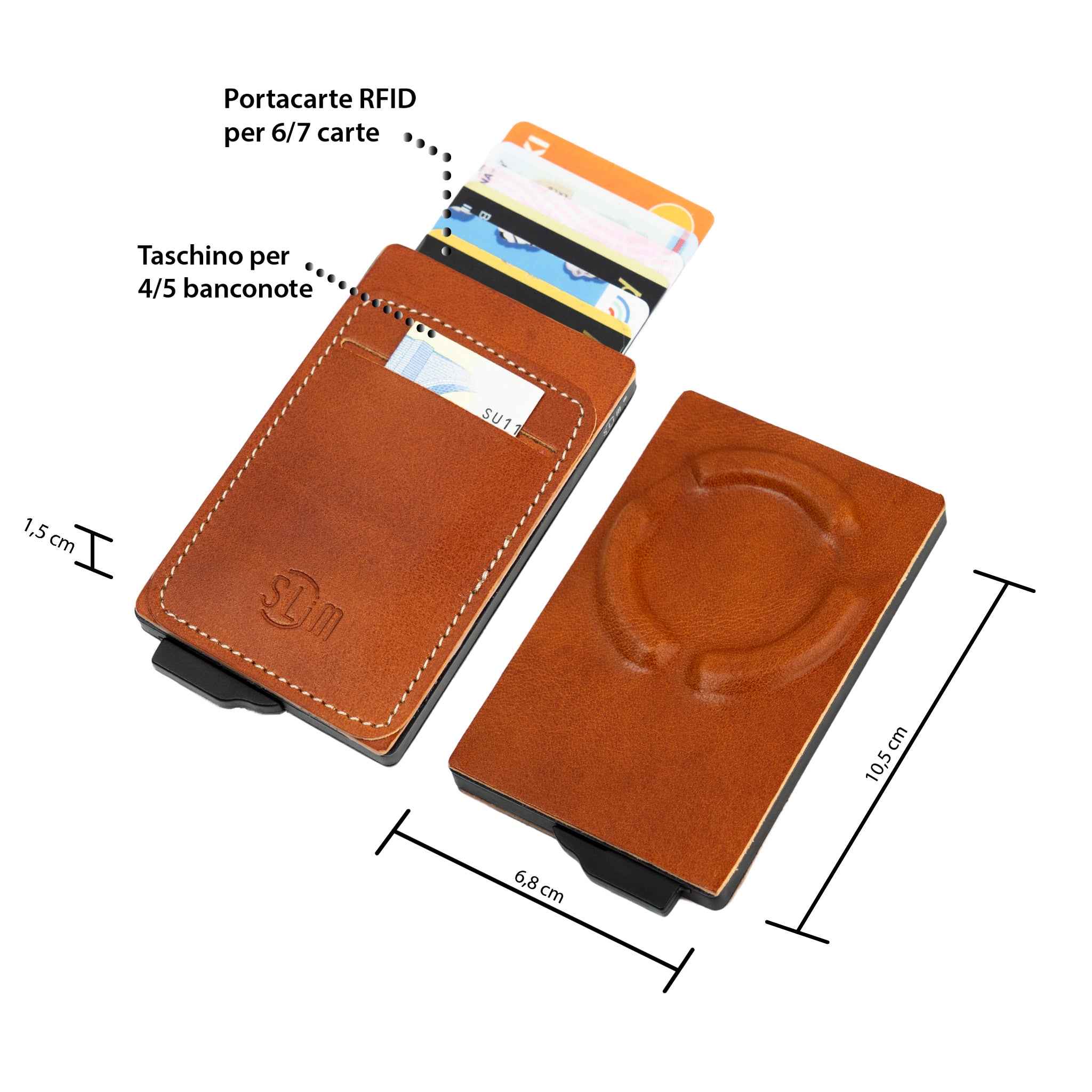 SLim®️ Portacarte Magnetic Vegetale Cognac