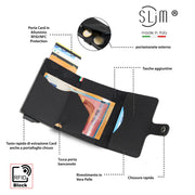 SLim®️ drummed genuine black leather wallet with coin pocket zip