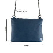 Pochette con Tracolla Vera Pelle Saffiano Blu