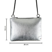 Cognac Genuine Vegetable Tanned Leather Clutch Bag with Shoulder Strap