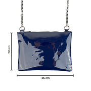Pochette con Tracolla Vera Pelle Specchio Blu