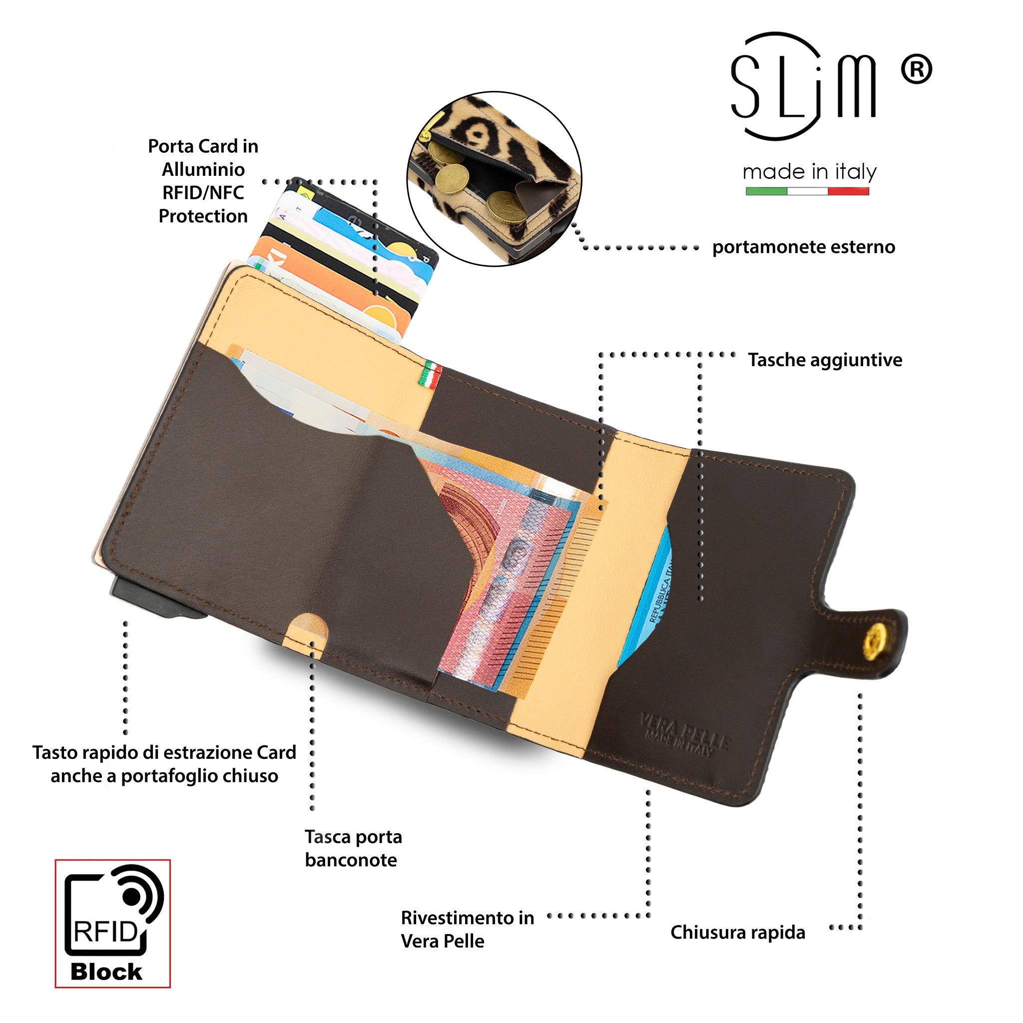 SLim®️ Vera Pelle Animalier Cavallino Beige