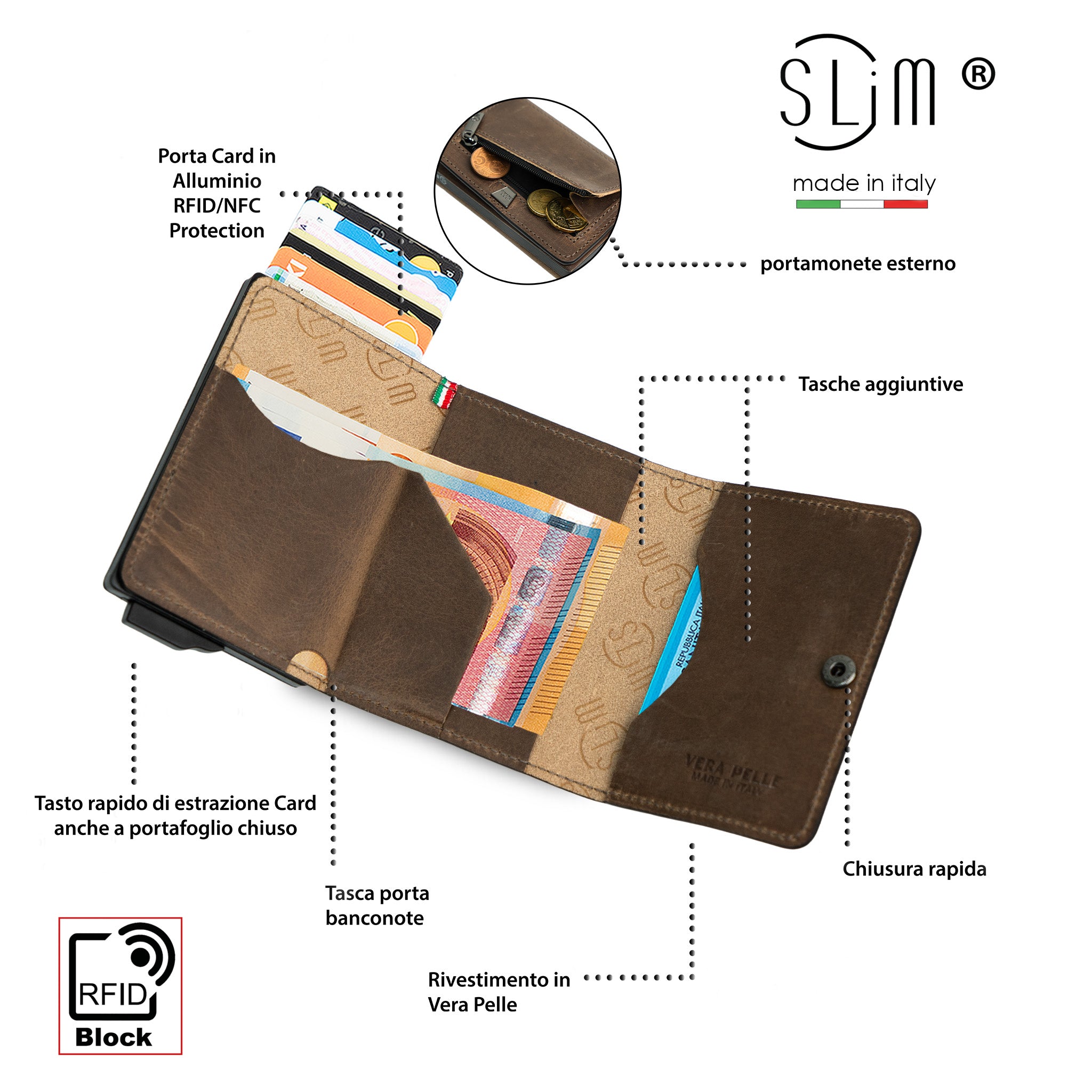 SLim®️ drummed genuine leather Sicily "Isola" theme 