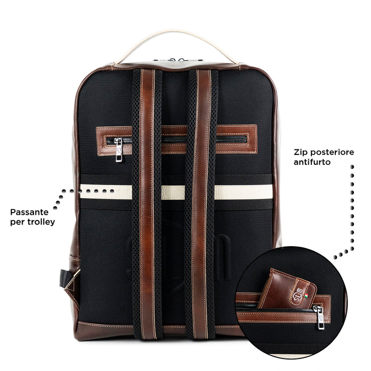 Genuine Leather Backpack Carbon Black