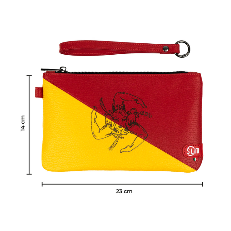 Pochette con Polsiera Vera Pelle Bottalato Tema Sicilia