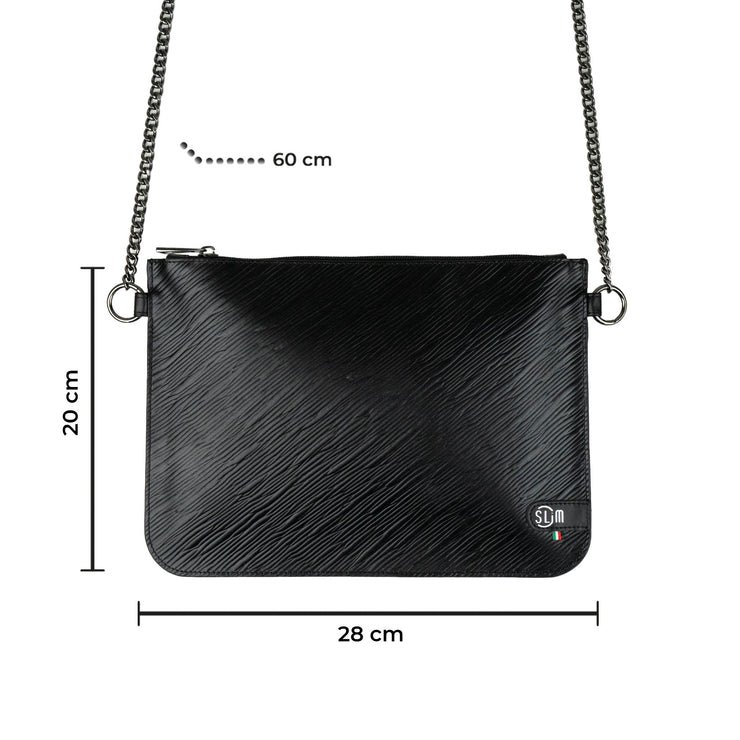 Pochette con Tracolla Vera Pelle Epi Nero