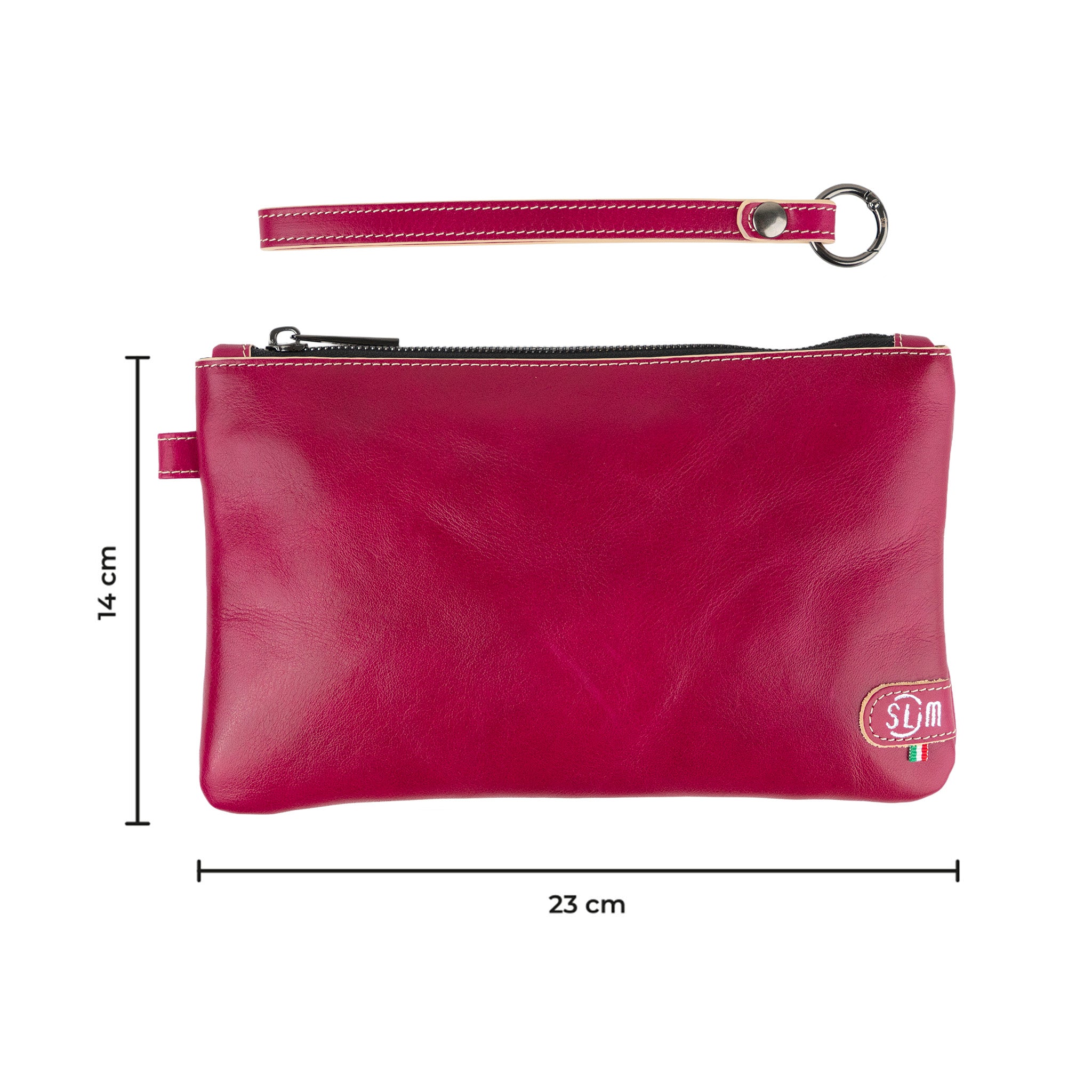 Pochette con Polsiera Vera Pelle Vegetale Fucsia